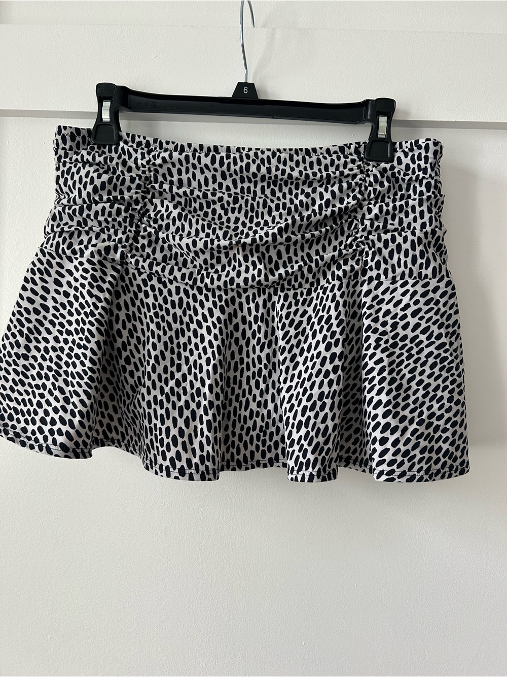 Women’s Lands End Black and White Ruched Skirted Bikini Bottom